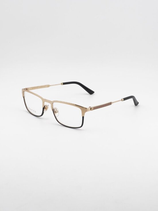 Gucci GG0135O 001 Eyeglasses Gold / Black 52mm Rectangle Frame main image 10